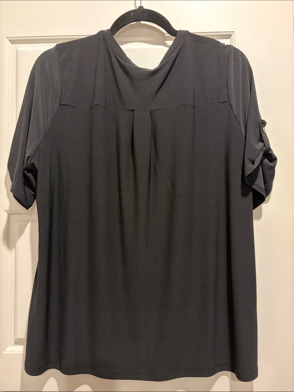 PerSeption Concept Black Button-Front Short Sleeve Shirt with Patch Pockets - Picture 4 of 4